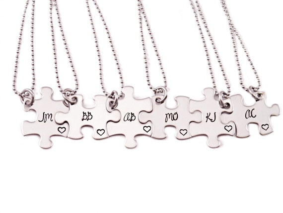 Piece Stamped gift Puzzle bridesmaid Piece Set  puzzle Bridesmaid Hand Puzzle  Gift necklace Necklace