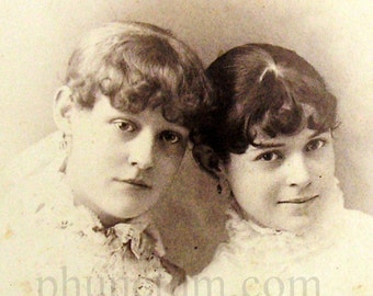 Mourning Photography Beautiful Victorian Sisters Girls Antique Cabinet Card Memento Mori Photo - il_340x270.493570329_goaz