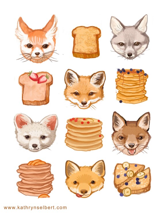 Fine Art Print - Foxes French Toast and Flapjacks Illustration