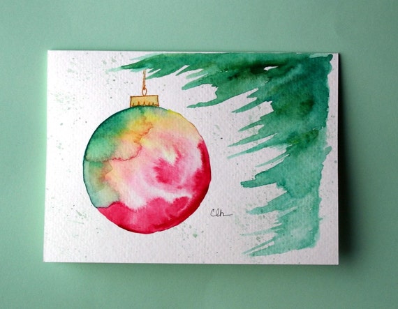 Items Similar To Watercolor Card, ( No.215), Christmas Ornament 