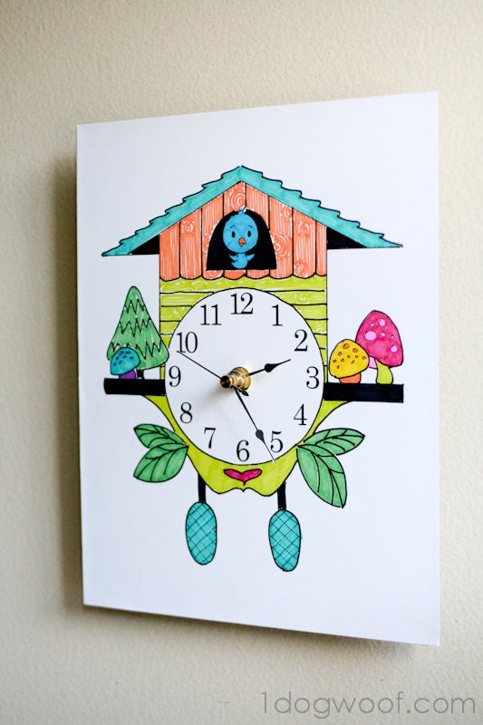 Create Your Own Cuckoo Clock Digital Print Coloring Page