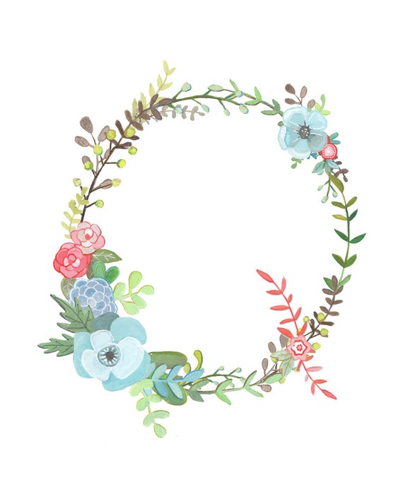 Q Floral Letter Illustration Floral Typography Print