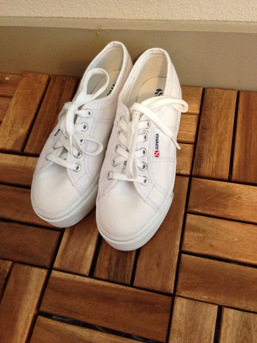 Deadstock Hella 90s Superga White Canvas Platform Lace Up