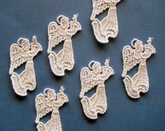 Venice Lace Angel Appliques, Ivory, x 6, Embellishment For Scrapbook, Mixed Media, Accessories, Decor, Romantic & Victorian Crafts