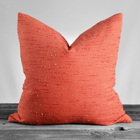 Items similar to Raw Silk Salmon Pillow Cover, Accent Pillow, Throw ...