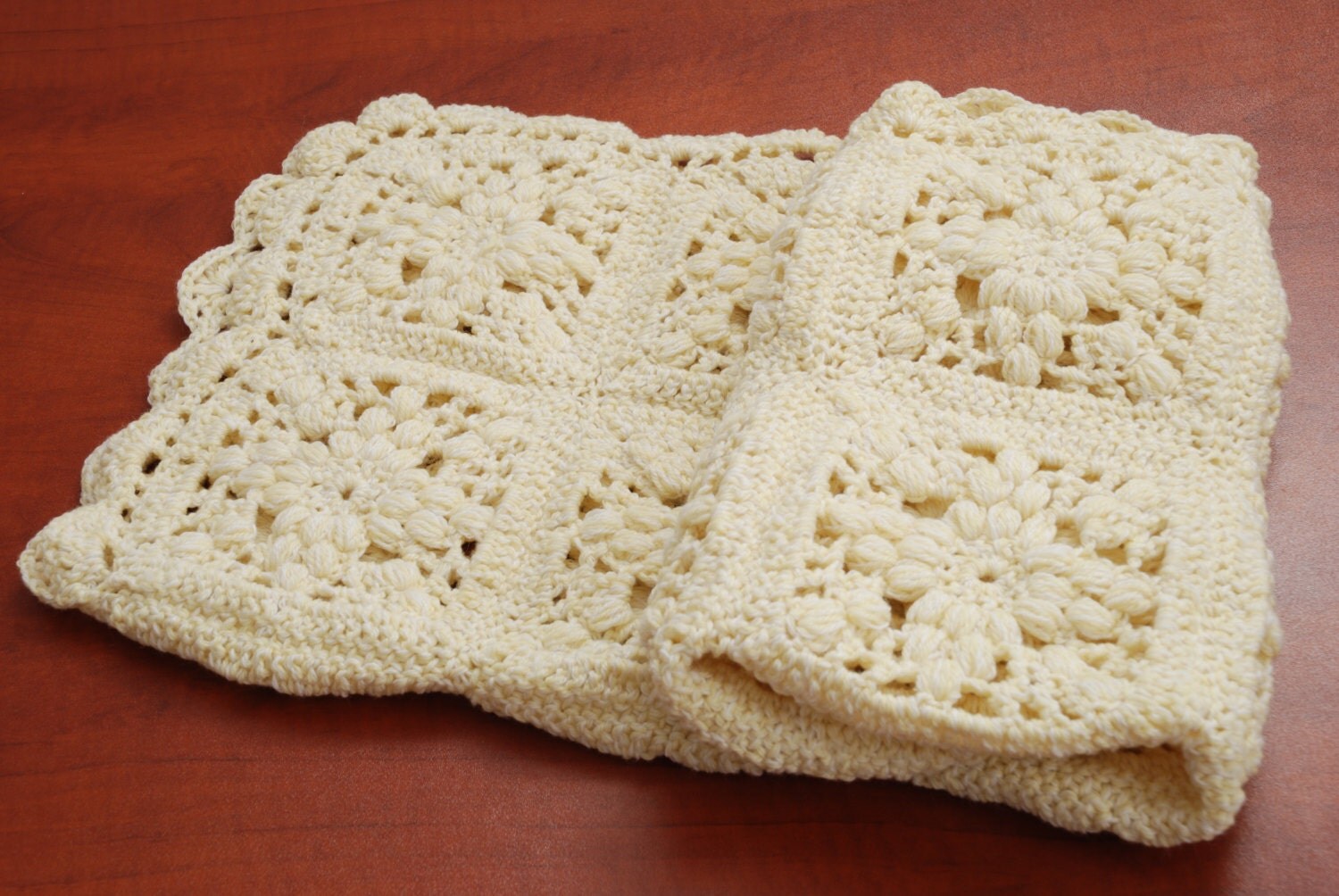 Crochet Baby Blanket light yellow. Baby Boy/ Baby Girl