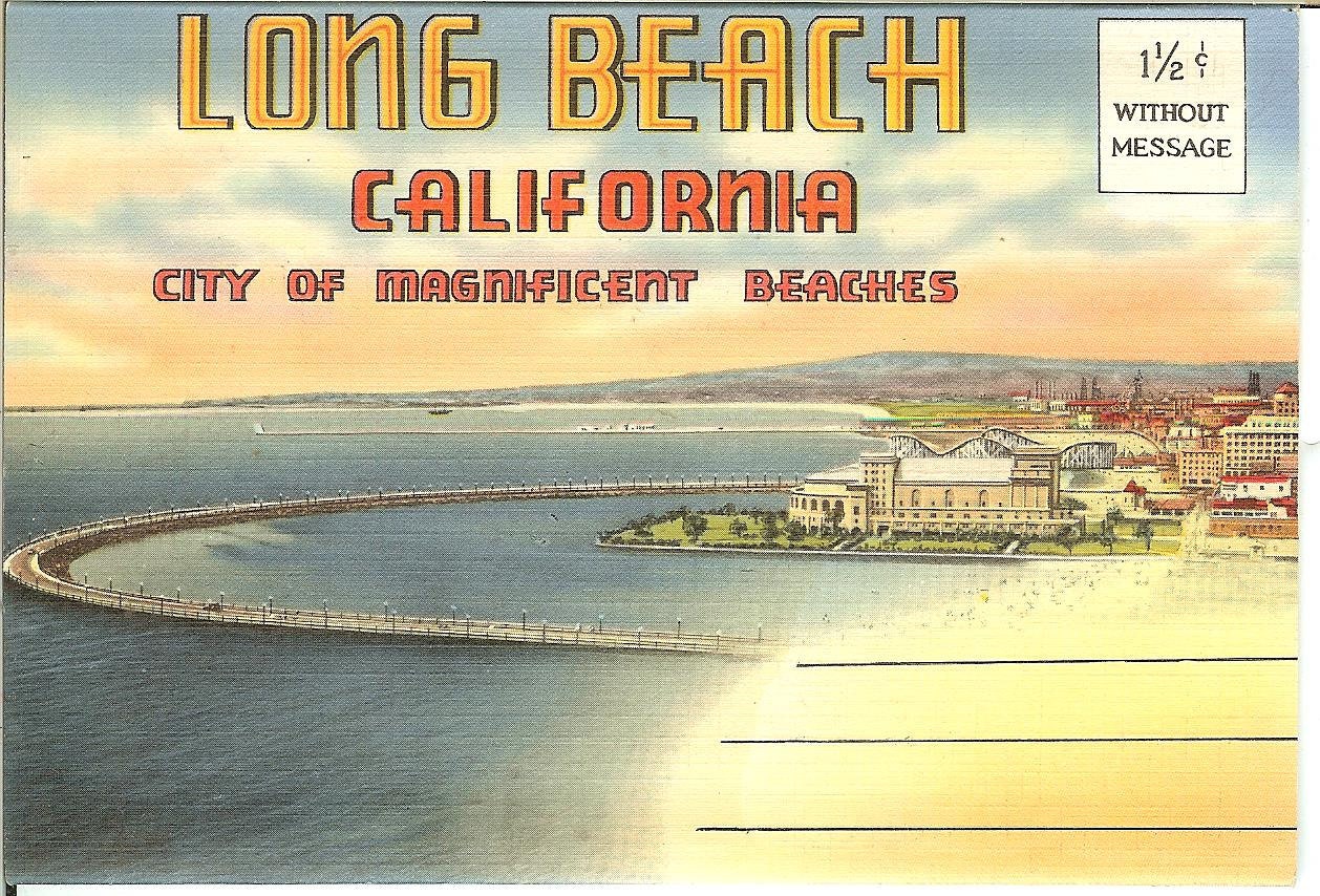 Vintage Long Beach California Postcard Book