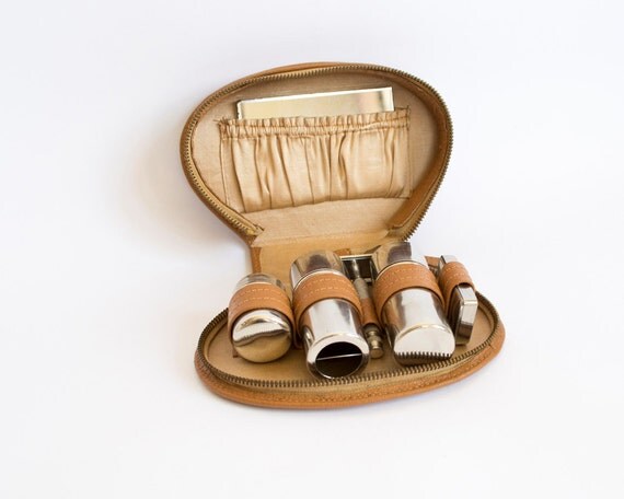 mens leather travel shaving kit