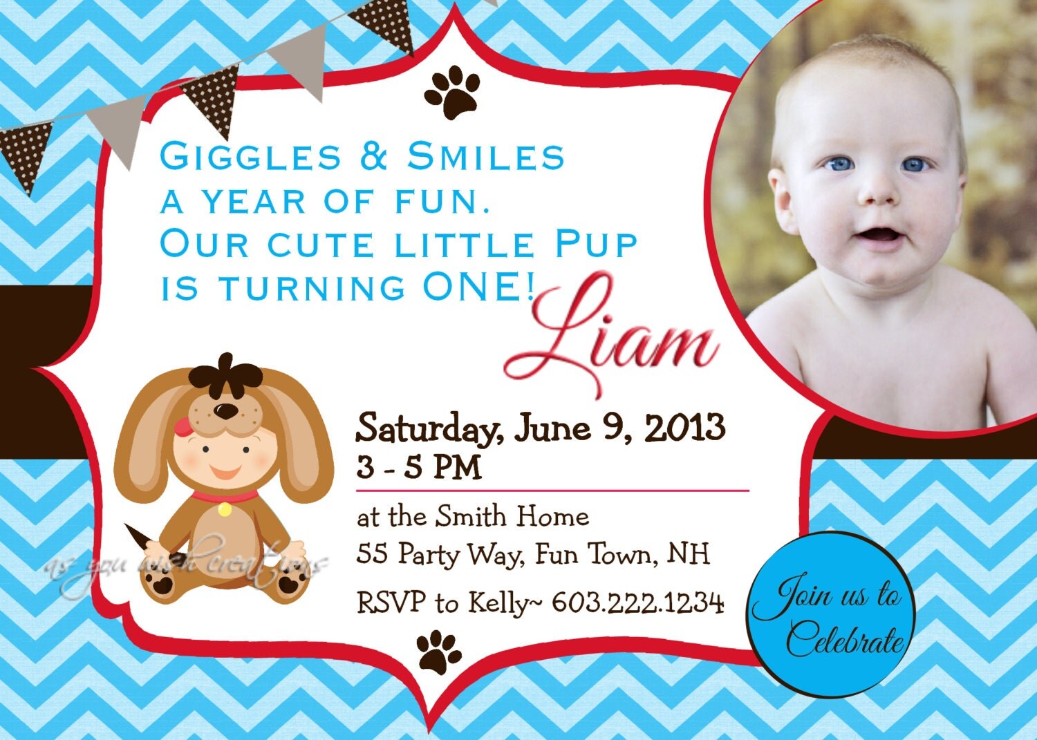 Dog Birthday Party Invitations Puppy Dog Party Invites 1st