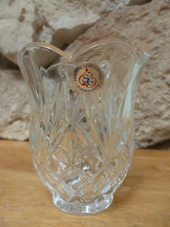 Vintage Lead Crystal Tulip Shape Votive or Vase St