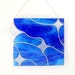 Stained Glass Modern Art- Glass Window Hanging- Modern Glass Decor- Blue- Beveled Stars