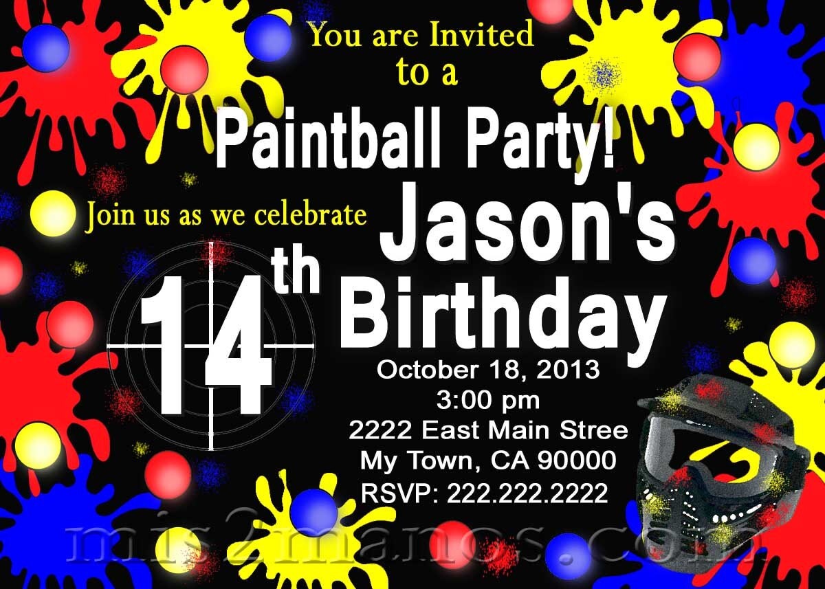Paintball Party Invitation anniversaire ADO fête Boy Party