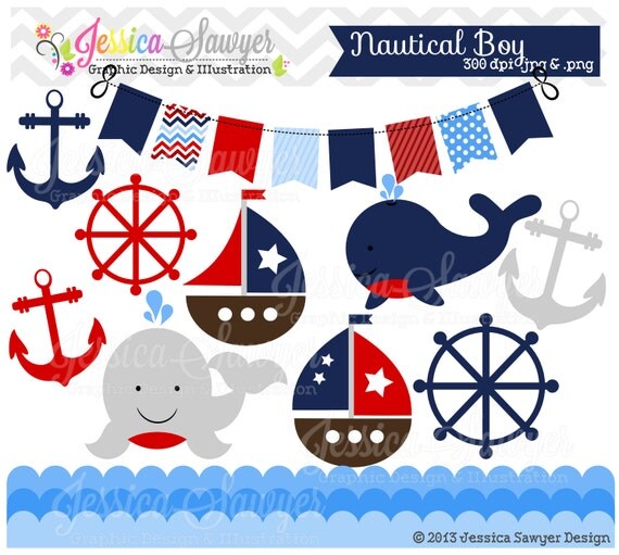 INSTANT DOWNLOAD, baby boy sailing clip art for personal and commercial use Il_570xn