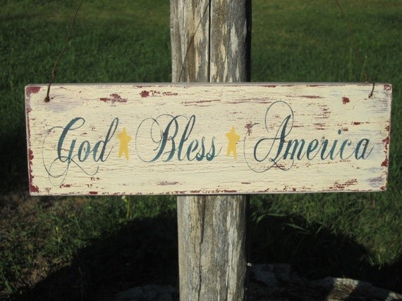 God Bless America Wood Sign Montana Made Sign Distressed