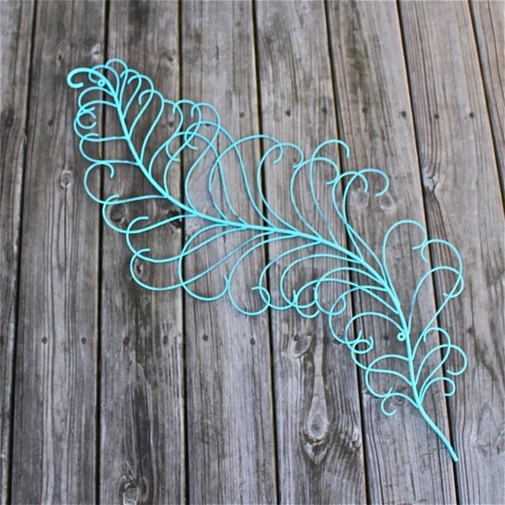Metal Wall Fixture /Turquoise /Feather by AquaXpressions on Etsy