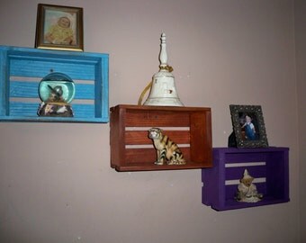 A Pair Of Wood Crate Shelving,Wood Crate Shelving,Crate shelf,Wall Decor Shelf's, Shelf For Pictures,Storage Crate, Wood Crate Centerpiece,