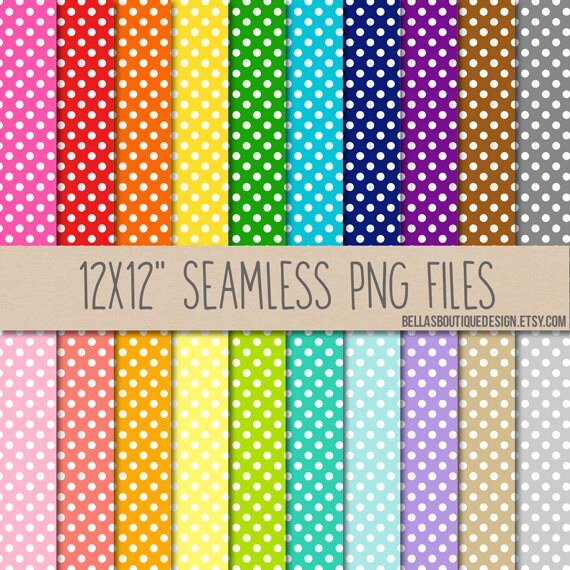 Instant Download, SEAMLESS Polkadots - Basic Patterns - 12x12" Digital Paper Pack Il_570xn