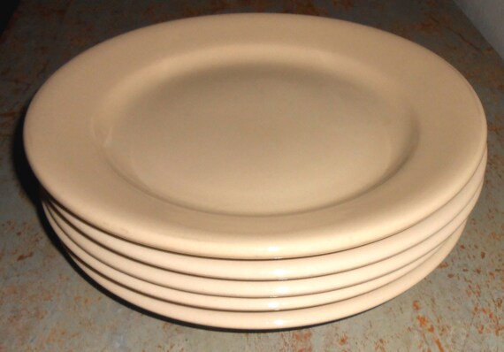 Vintage Plates Buffalo China Cafe Dinner Plates Beige