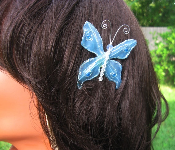 Butterfly Clip Blue Butterfly Bobby Pin Butterfly by ZNextDesigns