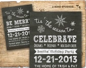 Christmas party invitation - holiday party invitation - Holiday party invite - chalkboard invitation - eat drink be merry Il_170x135