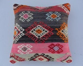 Handwoven Vintage Turkish Kilim Pillow Cover, Decorative Pillow, Accent Pillow,Throw Pillow, 16x16inch