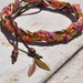 Braided Headband Hippie Style Crochet with Gold Sparkle Ribbon & Suede Tie