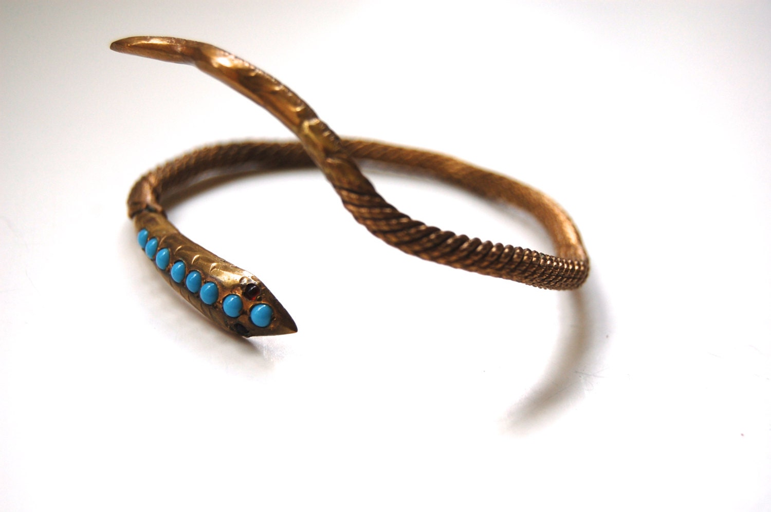 Antique Snake Coil Bracelet Turquoise Egyptian Style