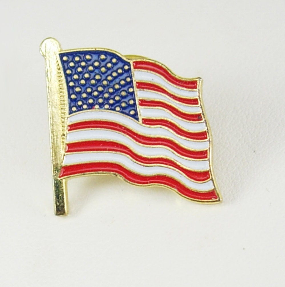 Vintage US Flag Tie Tack Lapel Pin Enamel Red by NeatstuffAntiques
