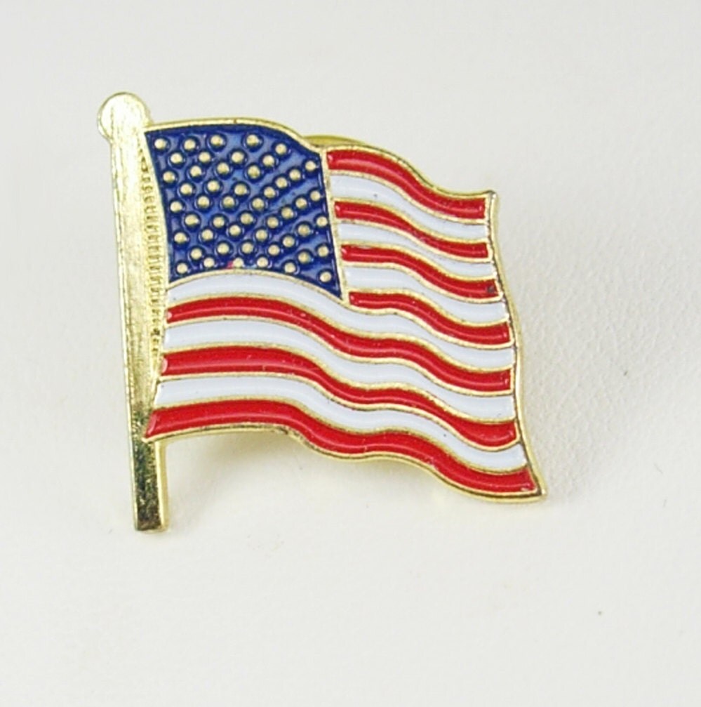 Vintage Us Flag Tie Tack Lapel Fotos Enamel Red By Neatstuffantiques