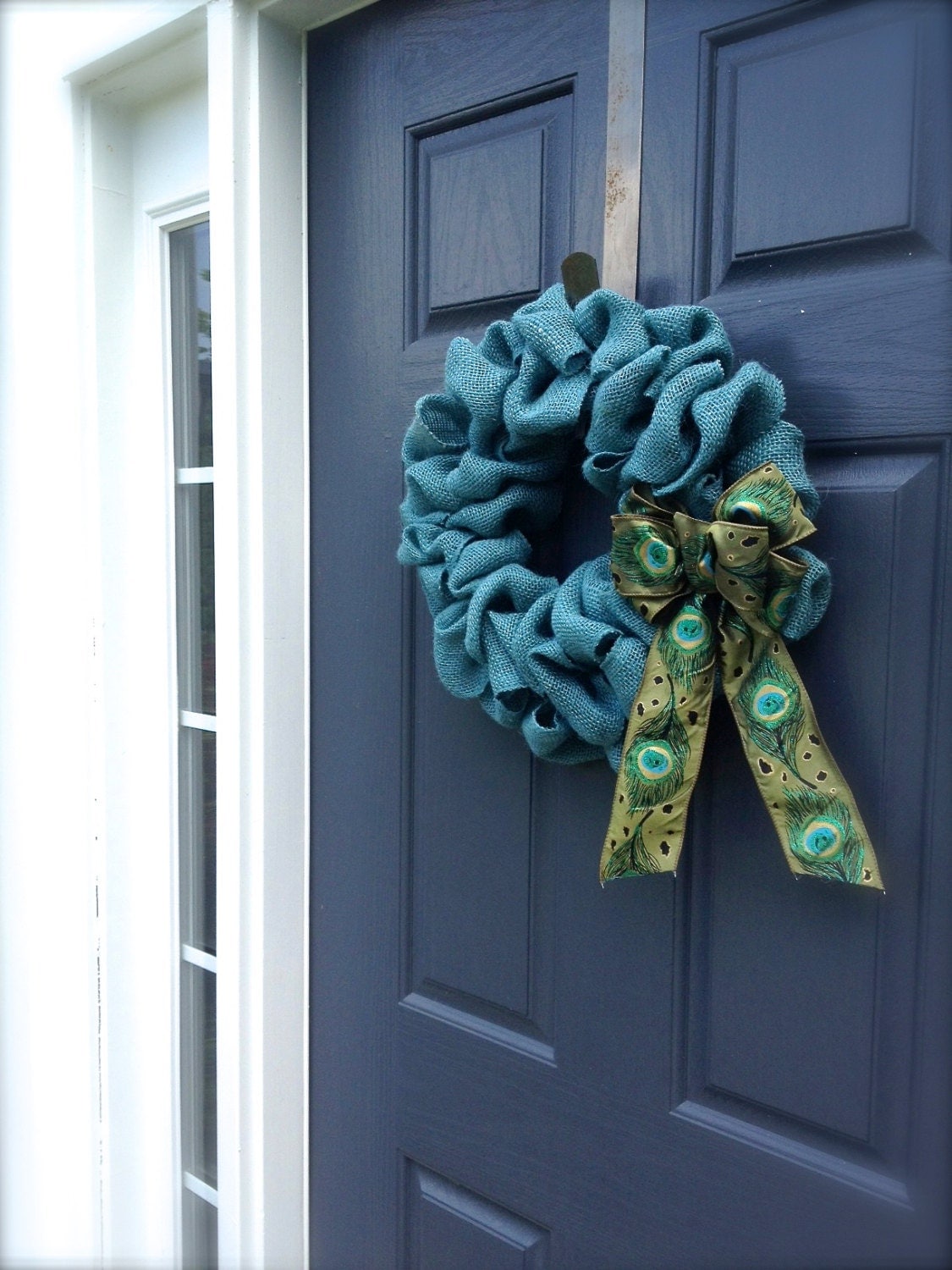 Peacock Wreath Burlap Wreath Peacock Decor