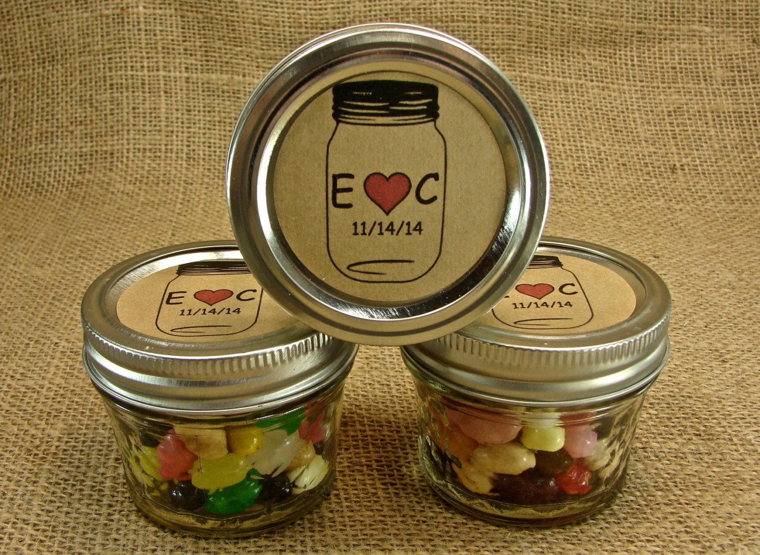 Mason Jar Wedding Favors Personalized 20 Four Ounce Quilted