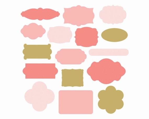 60% OFF SALE Digital Labels Pink Brown Printable Labels Card Making Supplies png files Il_570xn