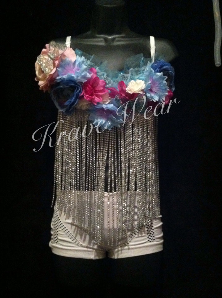 Fiber Optic Cool Blue Rave Bra by KraveWear on Etsy