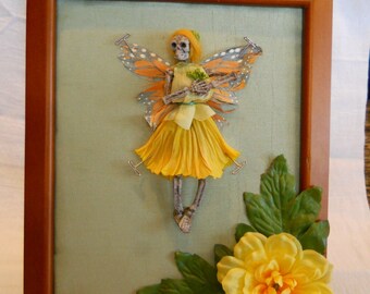 Mummified Framed Flower Garden Fairy