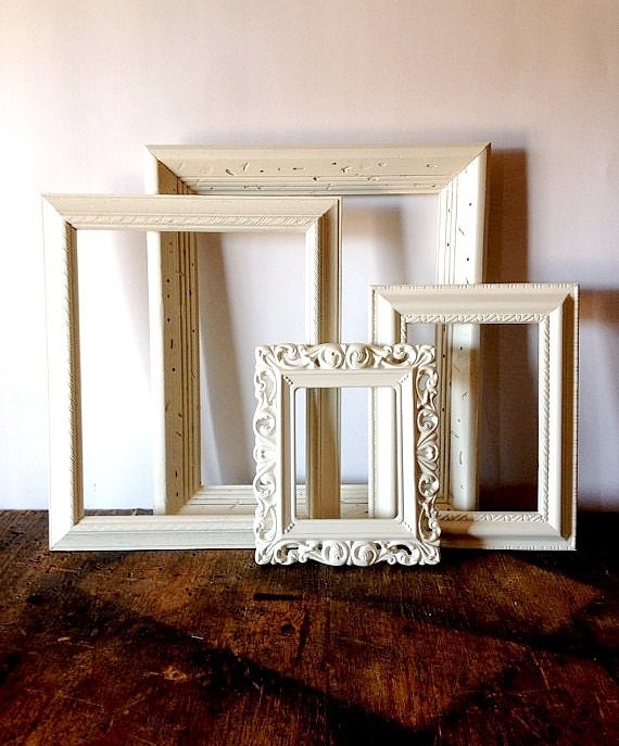 Empty Picture Frame Set Of 4 Cottage Chic White Wall Decor