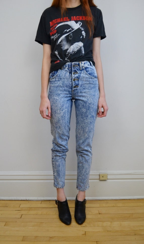 90s MARCIANO acid wash skinny jeans // high waist button up