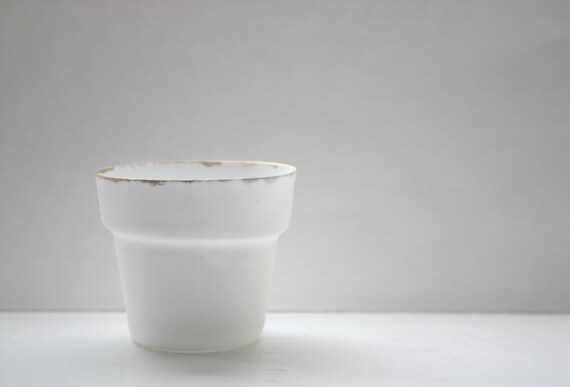 Pure white fine bone china planter with matt gold by madebymanos