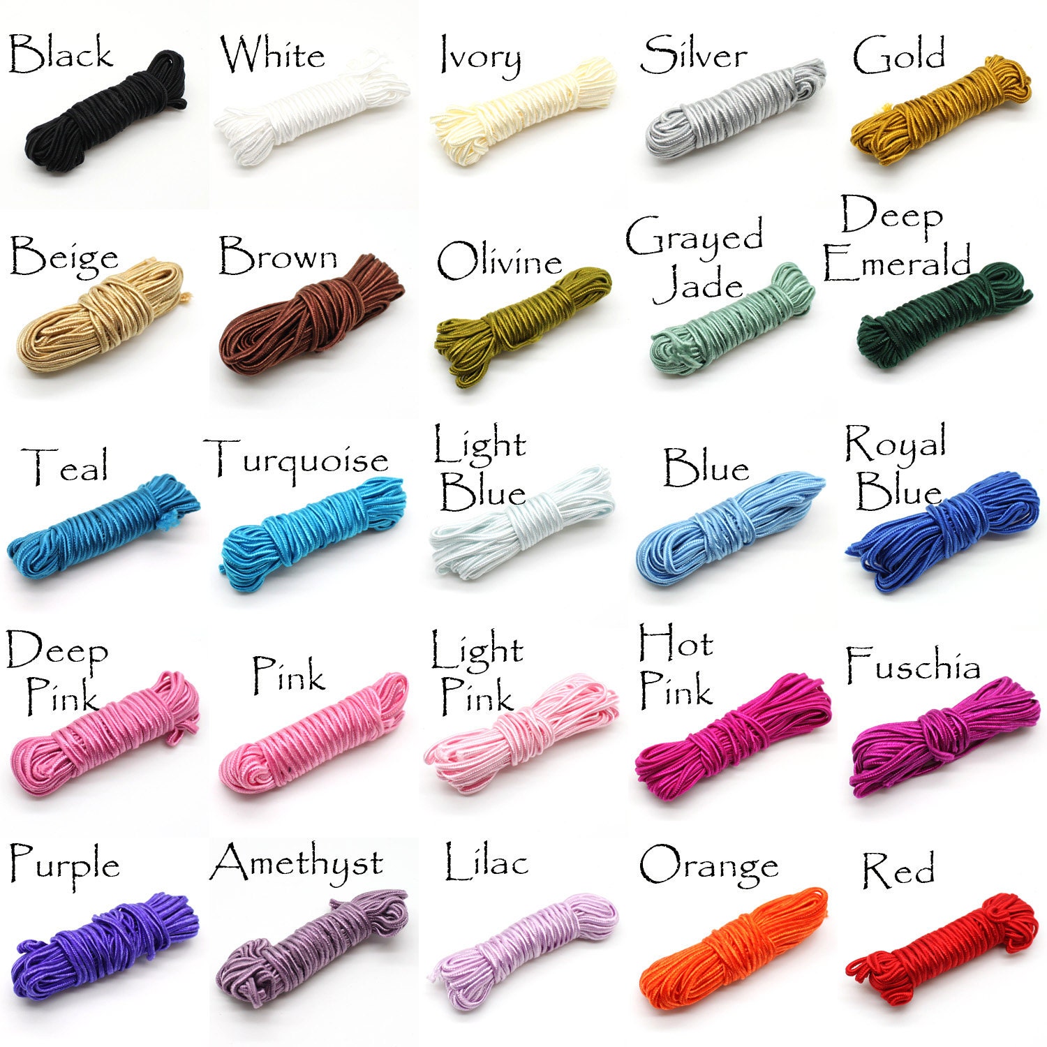 Soutache Braid Cord Trim Choose Color 3x1mm 5 yds