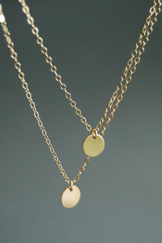 14K Gold Filled Double Strand Disc Necklace by ErinElizabethCarson