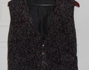 Vintage Rose Patterned Corduroy Vest