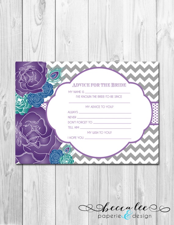 INSTANT DOWNLOAD - Advice for the Bride - Big Peacock Blooms - Printable Il_570xn