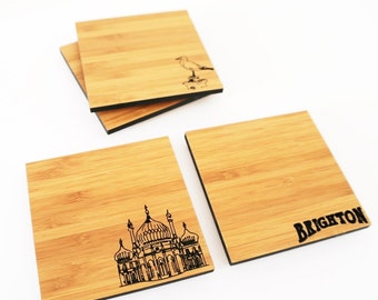 Brighton Seaside Coasters, Housewarming Present, Beach Coasters by the Owl & Otter