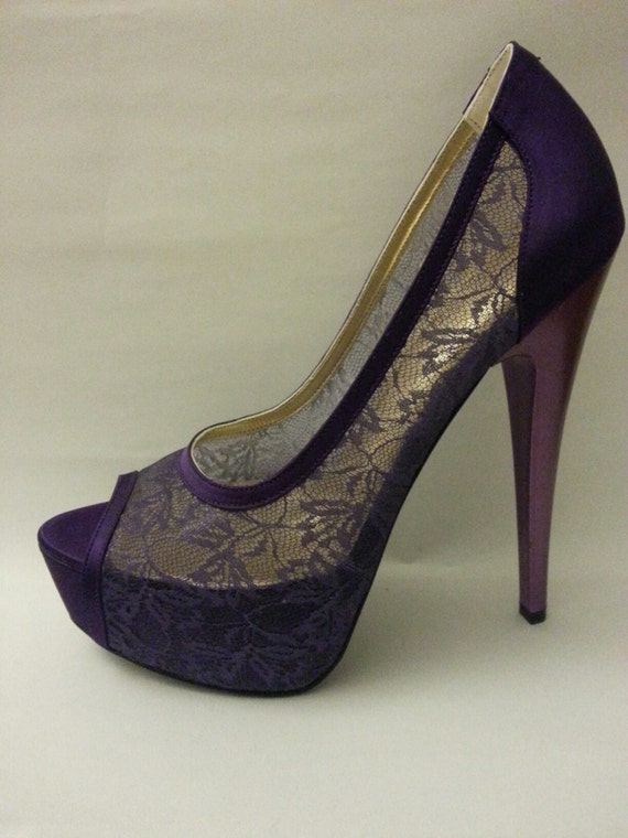 Lace Bridal Wedding purple  shoes 8616  with my gift dance booties.