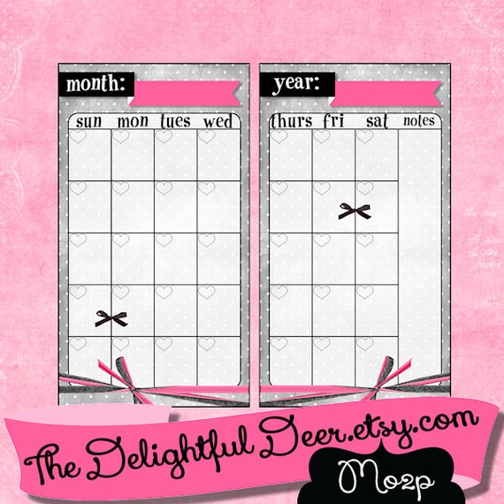 Items similar to Filofax Printable Month on 2 Pages MO2P Personal Size ...