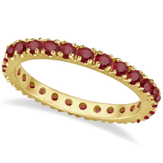 Ruby Eternity Band Stackable Ring 14K Yellow Gold by Allurez