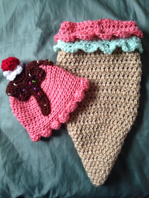 Items similar to Baby cocoon ice cream cone hat set with ...