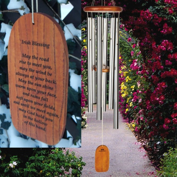 LARGE Irish Blessing Wind Chimes Celtic Cross May The