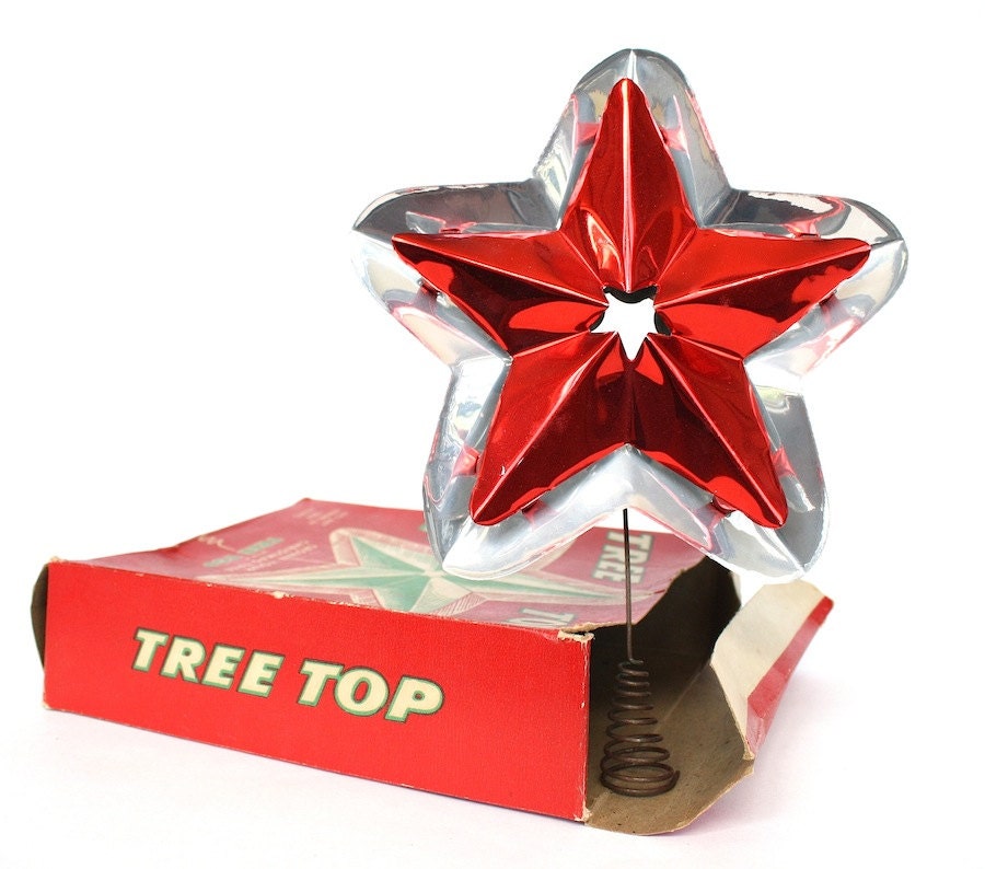 Vintage Christmas Tree Star Topper Tree Top Ornament Aluminum