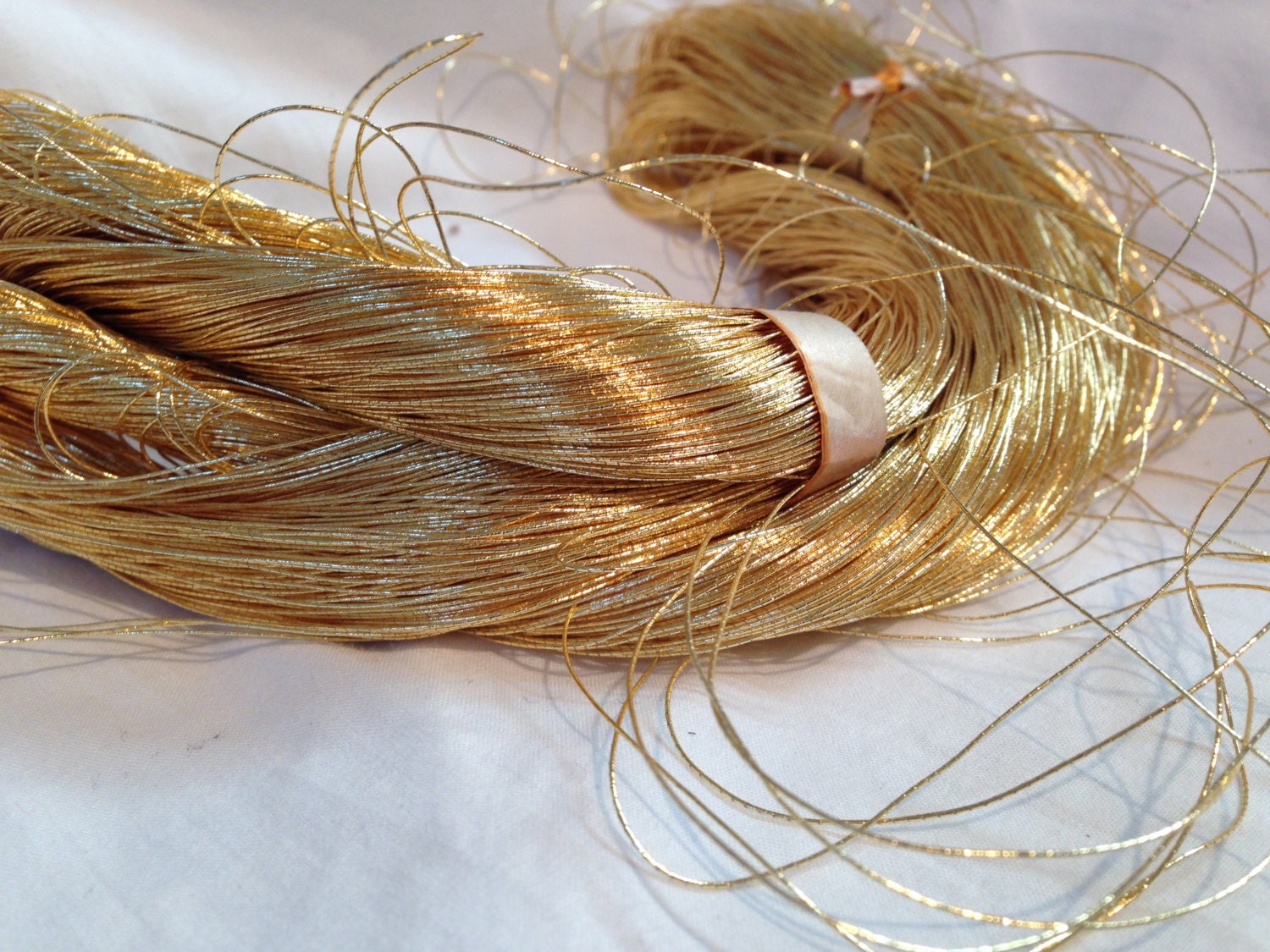 Vintage 24K Gold Embroidery Thread Wrapped Around Silk early