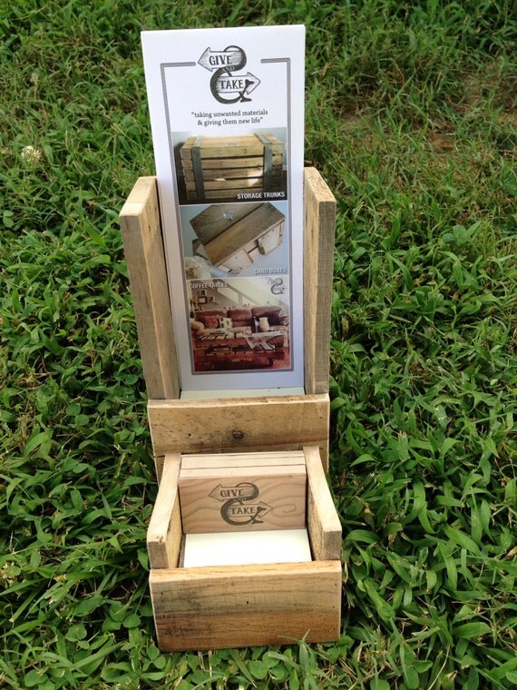 Pallet business card/brochure holder repurposed